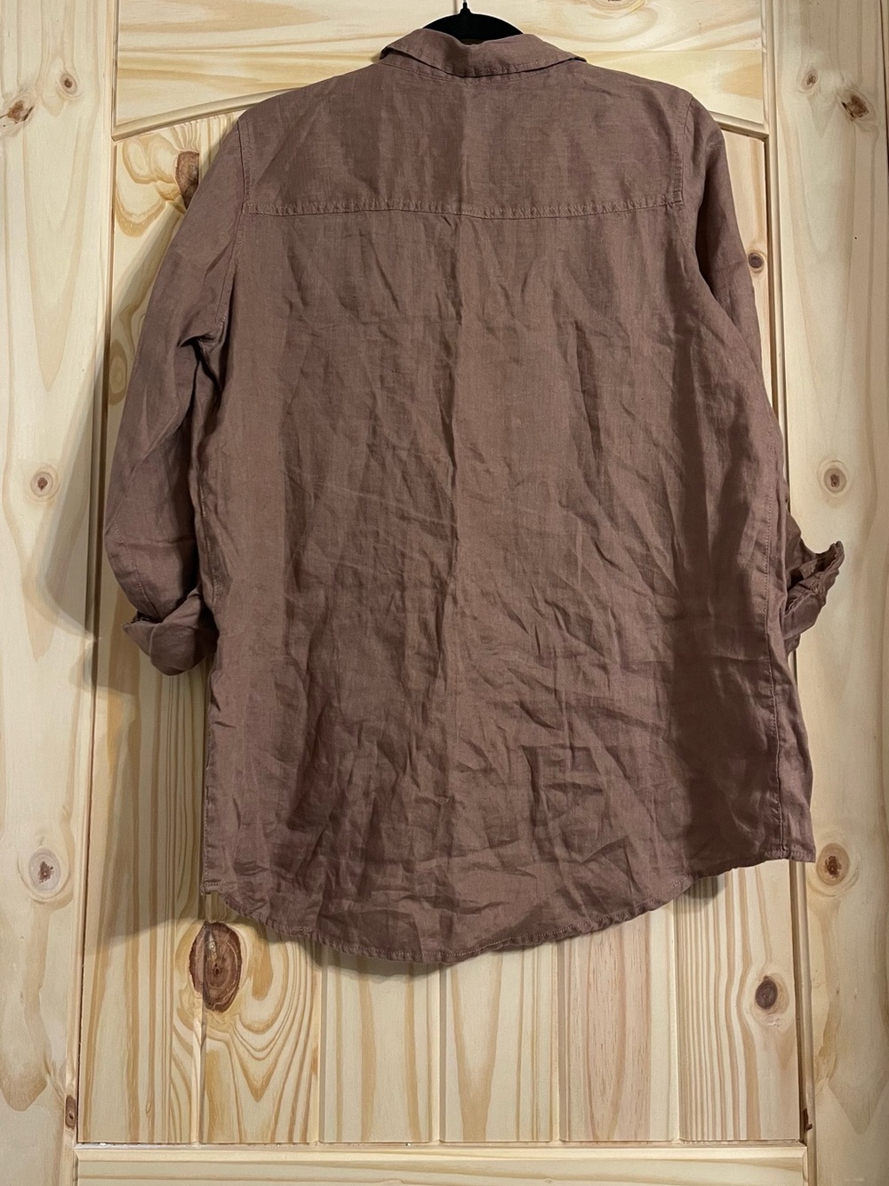 Brown 100% Linen Button-Up Shirt - Picture 4 of 5